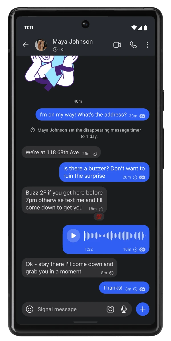 Signal Android 聊天界面展示